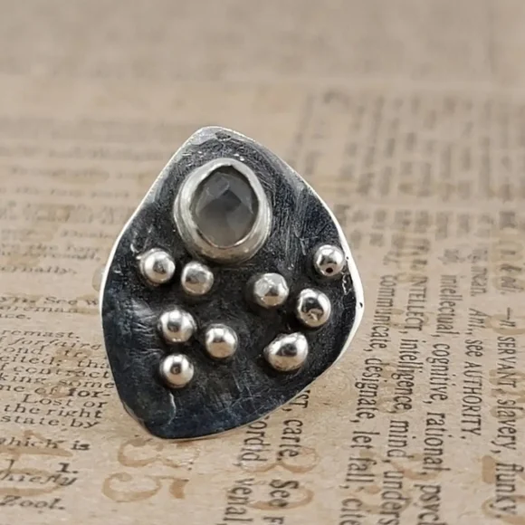 MOONSTONE RING HANDMADE IN STERLING SILVER METAL SIZE 6.5 - Picture 2 of 6